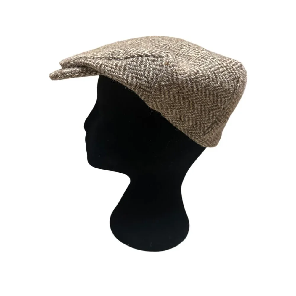 Vintage LL Bean Hanna Hats Donegal Tweed Flat Cap Ivy‎ Newsboy Ireland Brown